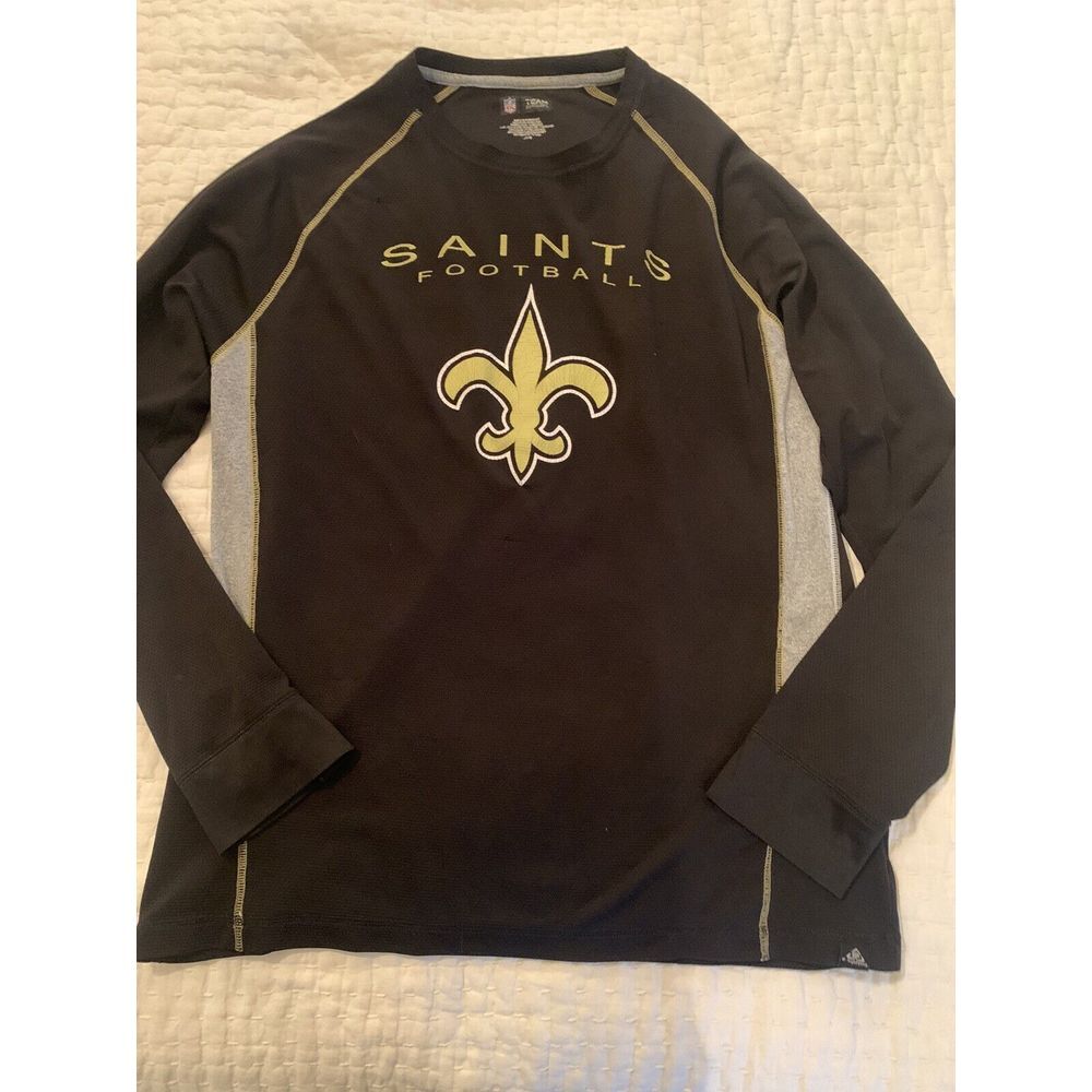 NFL New Orleans Saints‎ Pullover Men's  Large Black Crew Neck Cotton Long Slv